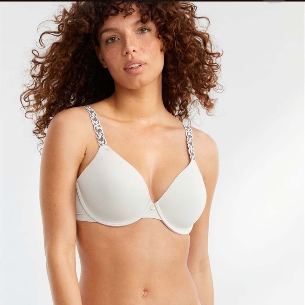 NATORI PURE LUXE PLUNGE T-SHIRT BRA LIGHT GRAY 38DDD NEW NO TAG